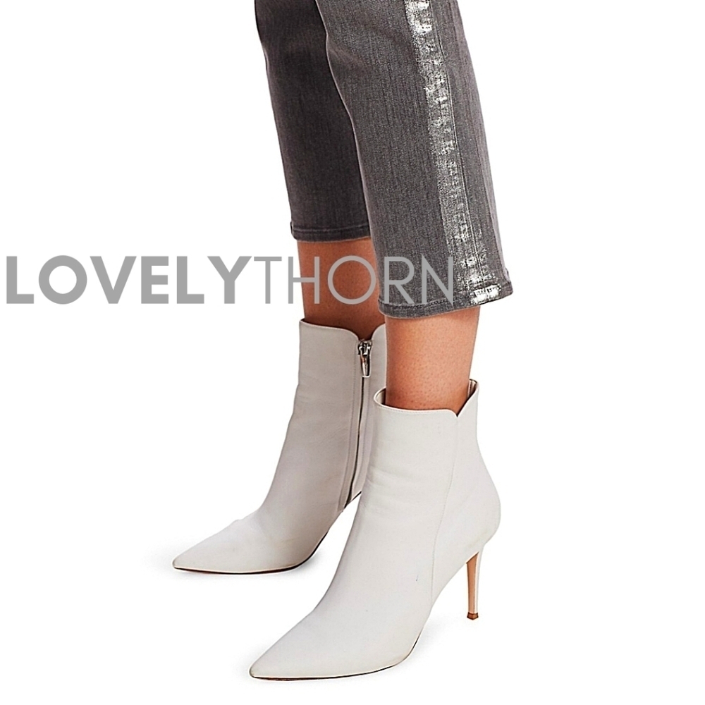 FRAME // le high straight leg foil tuxedo stripe crop grey jeans - Picture 15 of 16